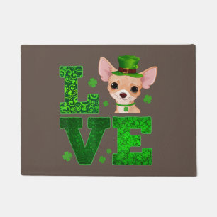 Love Chihuahua St. Patricks Day Shamrock Ierse hon Deurmat