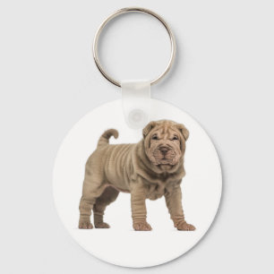 Love Chinese Shar Pei Puppy Dog Sleutelhanger