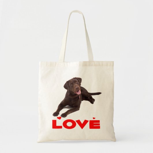 Love Chocolate Brown Labrador Retriever Puppy Dog Tote Bag (Voorkant)