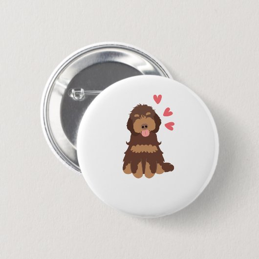 Love Chocolate Phantom Cockapoo Cavapoo Dog Ronde Button 5,7 Cm (Voorkant /achterkant)