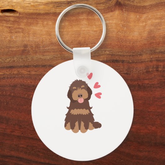 Love Chocolate Phantom Cockapoo Cavapoo Dog Sleutelhanger (Voorkant)