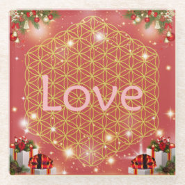 Love christmas gift glazen onderzetter