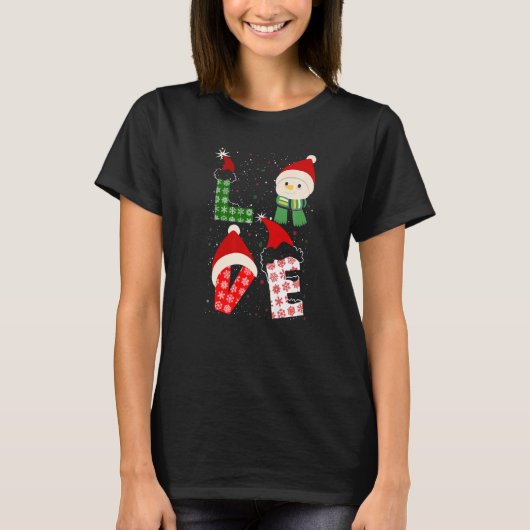 Love Christmas Santa Hat Xmas PJ  Costume T-shirt (Voorkant)