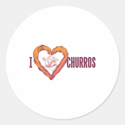 Love churros ronde sticker (Voorkant)