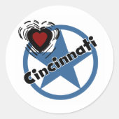 Love Cincinnati Ronde Sticker (Voorkant)