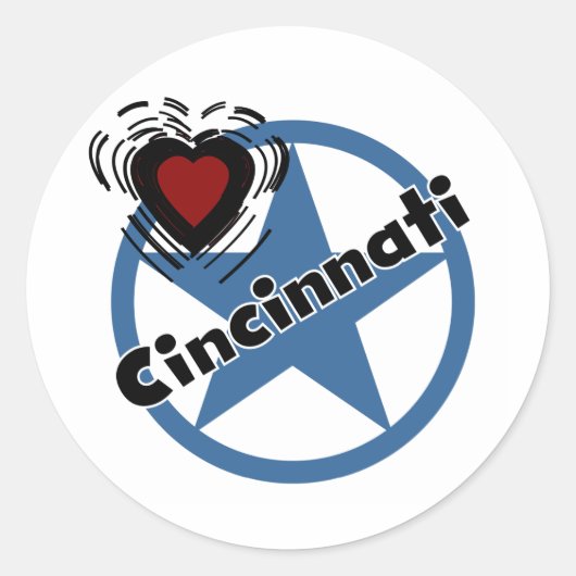 Love Cincinnati Ronde Sticker (Voorkant)