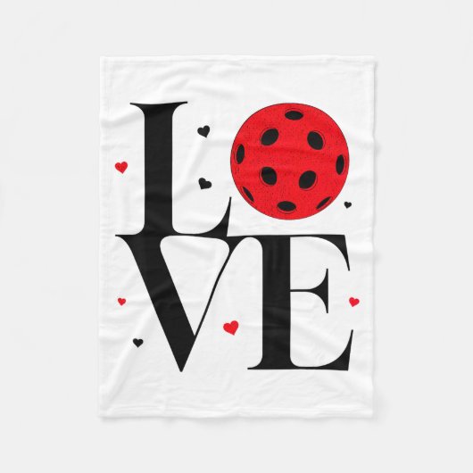 Love Ckleball Valentines Day Cute Red Heart  Fleece Deken (Voorkant)