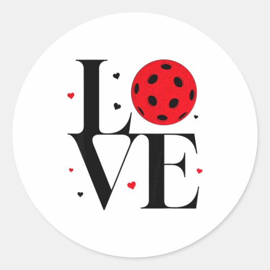 Love Ckleball Valentines Day Cute Red Heart  Ronde Sticker (Voorkant)