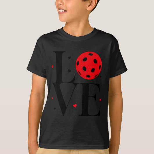 Love Ckleball Valentines Day Cute Red Heart  T-shirt (Voorkant)