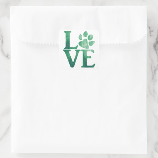 Love Classic Green Vierkante Sticker (Tas)