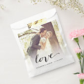 Love Classic Script Calligraphy Photo Wedding Bedankzakje (Gezegeld)