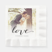 Love Classic Script Calligraphy Photo Wedding Servet (Voorkant)