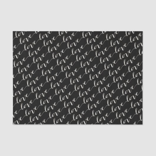 Love Classic Script Chic Calligraphy Tissue Paper Tissuepapier (Voorkant)