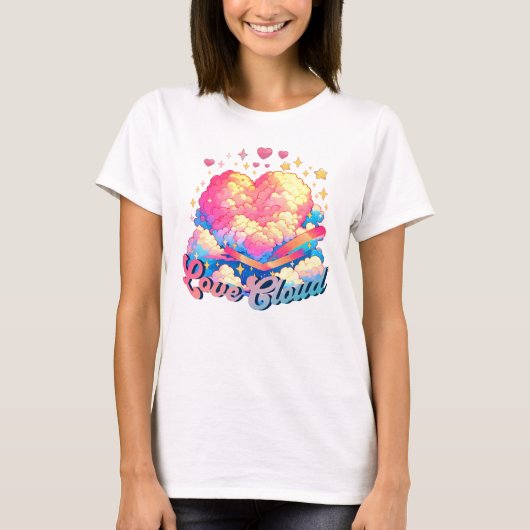 Love Cloud – Whimsical Heart en Cloud Design T-shirt (Voorkant)
