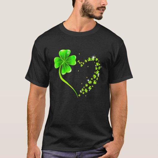 Love clover shamrock heart lucky charm irish St pa T-shirt (Voorkant)