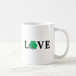 LOVE Clover Shamrock Ireland Elegant Minimal Koffiemok