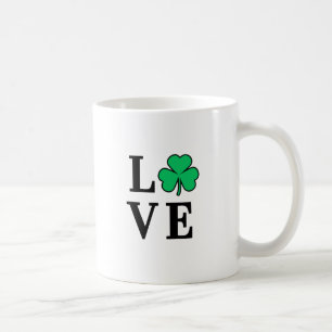 LOVE Clover Shamrock Ireland Elegant Minimal Koffiemok