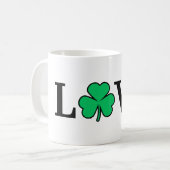 LOVE Clover Shamrock Ireland Elegant Minimal Koffiemok (Voorkant links)