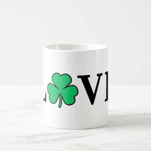 LOVE Clover Shamrock Ireland Elegant Minimal Koffiemok (Center)