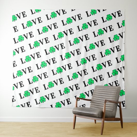 LOVE Clover Shamrock Ireland Irish Elegant Wandkleed (In Situ (horizontaal))