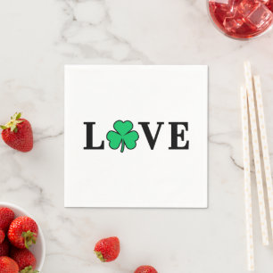 LOVE Clover Shamrock Ireland St Patrick text based Servet