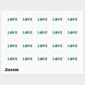 LOVE Clover Shamrock Ireland St Patrick text based Vierkante Sticker (Vel)
