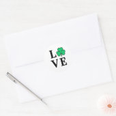 LOVE Clover Shamrock Ireland St Patrick's Party Ronde Sticker (Envelop)