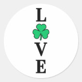 LOVE Clover Shamrock Ireland St Patrick's Party Ronde Sticker (Voorkant)