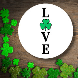 LOVE Clover Shamrock Ireland St Patrick's Party Ronde Sticker