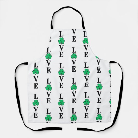LOVE Clover Shamrock Ireland St Patrick's Party Schort (Voorkant)