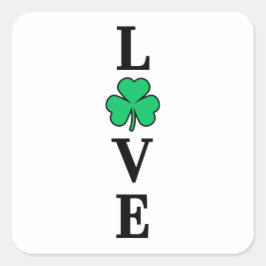 LOVE Clover Shamrock Ireland St Patrick's Party Vierkante Sticker