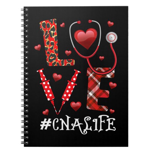 Love CNA Life Heart Nursing Lover Valentijn Day Notitieboek (Voorkant)