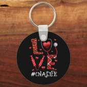 Love CNA Life Heart Nursing Lover Valentijn Day Sleutelhanger (Voorkant)