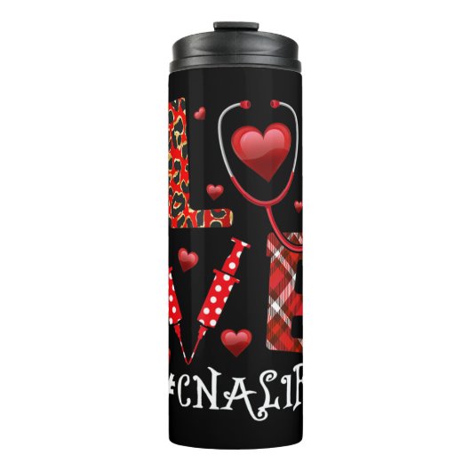 Love CNA Life Heart Nursing Lover Valentijn Day Thermosbeker (Voorkant)