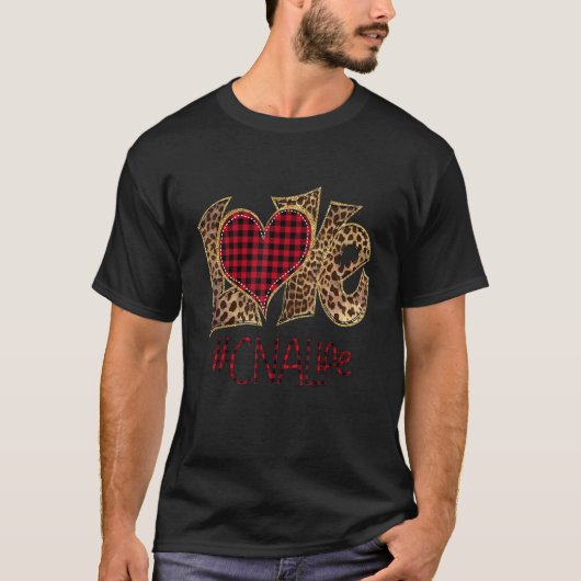 LOVE CNA Life Leopard Plaid Valentine Day Nursing T-shirt (Voorkant)