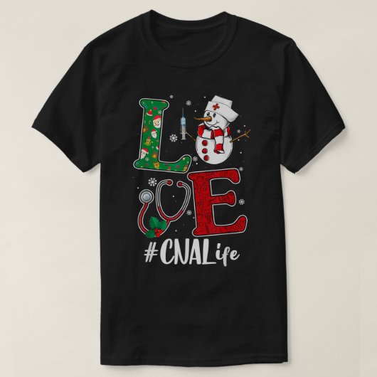 Love CNA Life Stethoscope Snowman Kerstvaccin T-shirt (Design voorkant)