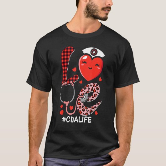 Love CNA Valentijnsdag Scrub Valentijn RN ICU ER T-shirt (Voorkant)