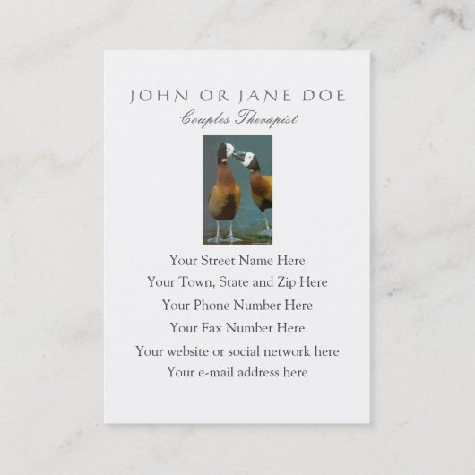 Love Coach Therapist Loing Ducks - Two Sided Visitekaartje (Achterkant)