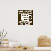 Love Coffee Break My Heart Poster (Keuken)
