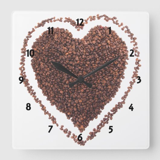 Love Coffee Clock Vierkante Klok (Voorkant)