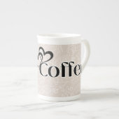 'Love Coffee' Elegante Beenderporselein Mok (Voorkant rechts)