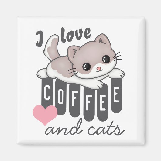Love Coffee en Cats Cute Magneet (Voorkant)