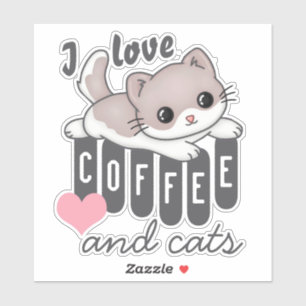 Love Coffee en Cats Cute Sticker