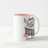Love Coffee en Cats Cute Tweekleurige Koffiemok (Voorkant rechts)