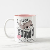 Love Coffee en Cats Cute Tweekleurige Koffiemok (Links)