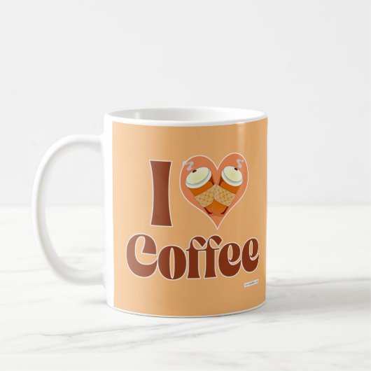 Love Coffee Fun Heart Design Motto Koffiemok (Links)