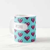 Love Coffee Fun Red Pixel Art Heart Pattern Koffiemok (Voorkant links)
