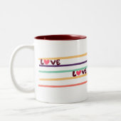 "Love Coffee Mok – levendig kleurrijk lijnenontwer (Links)