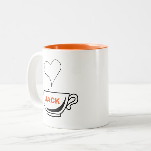 Love Coffee Personalized Two-Tone Coffee Mok (Voorkant links)
