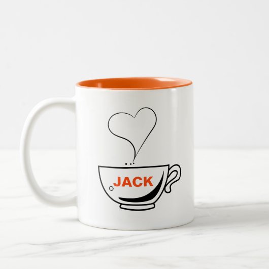 Love Coffee Personalized Two-Tone Coffee Mok (Links)